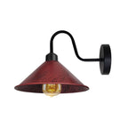 Rustic Red Wall Light Fixture, Black Wall Sconce E27 Base - Vintage Style, Dimmable, Hardwired, 3-Year