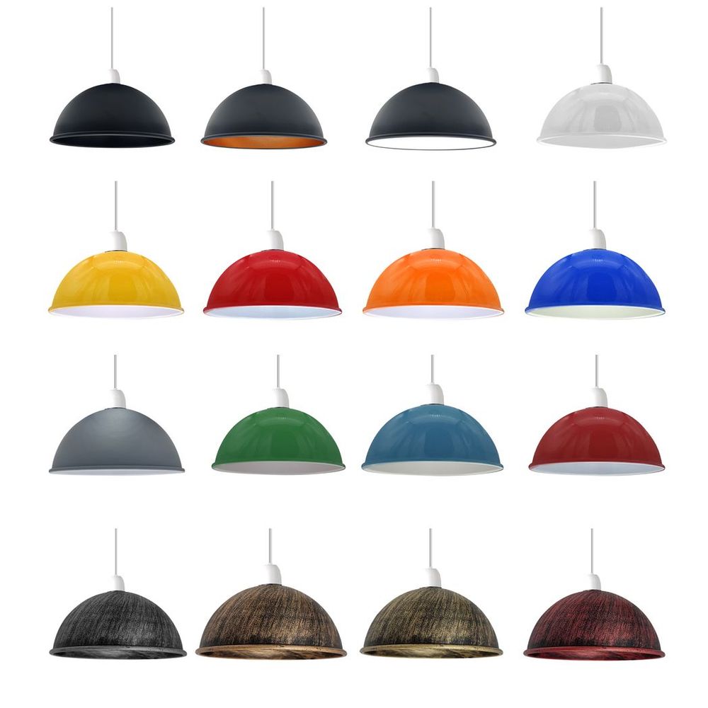 Vintage Industrial Easy Fit Dome Shaped Lamp Shade Ceiling, Pendant, Wall Light Metal E27 Light Fitting 60W in Metal