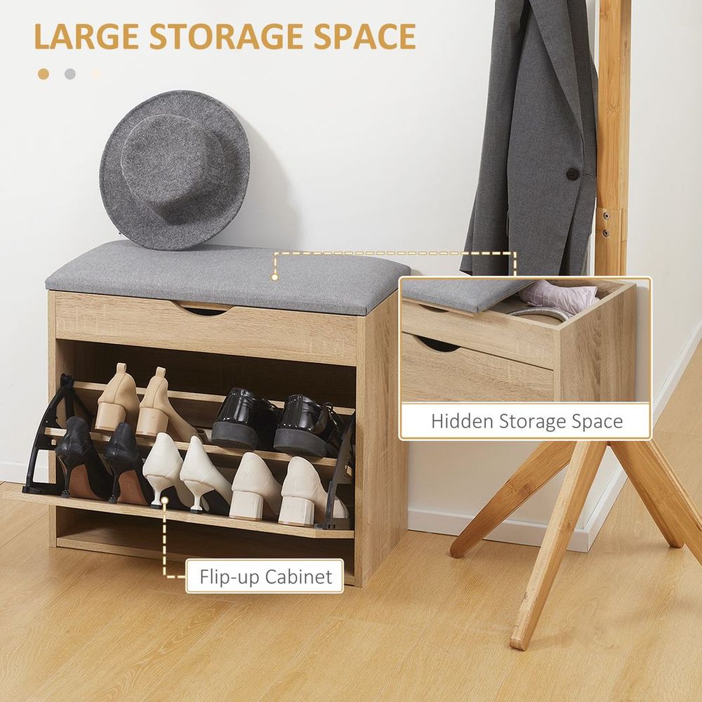 Entryway Shoe Bench & Storage Cabinet - Natural