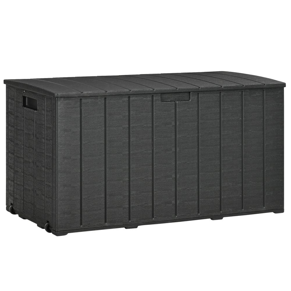 336L Rolling Garden Storage Box, Black - Durable Plastic Container