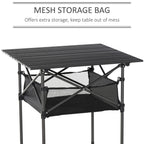 Portable Aluminum Camping Table with Roll-Top, Folding Design, Mesh Bag - Easy to Carry