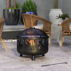 2-in-1 Outdoor Fire Pit & BBQ Cooker - 61.5cm Garden Heater