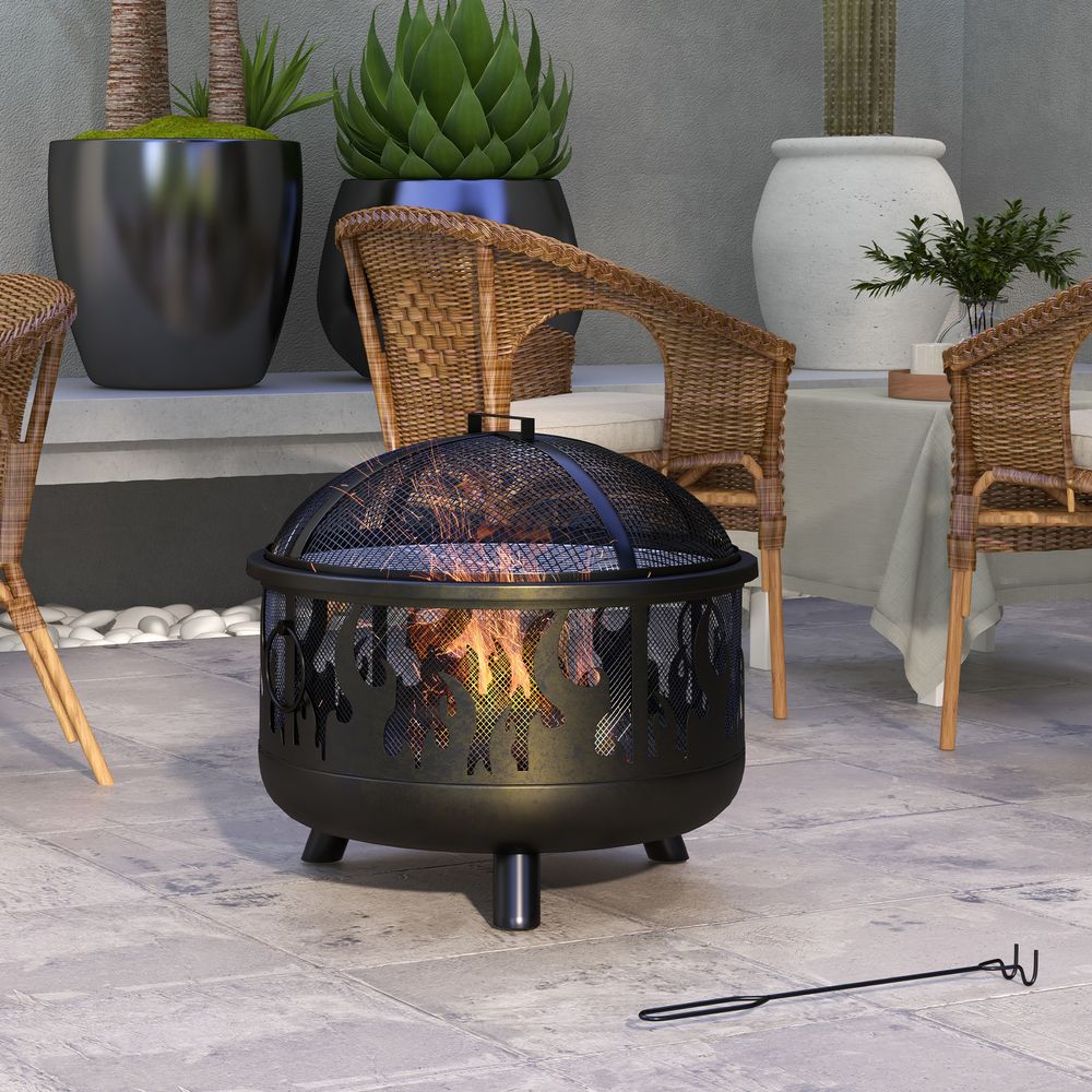 2-in-1 Outdoor Fire Pit & BBQ Cooker - 61.5cm Garden Heater