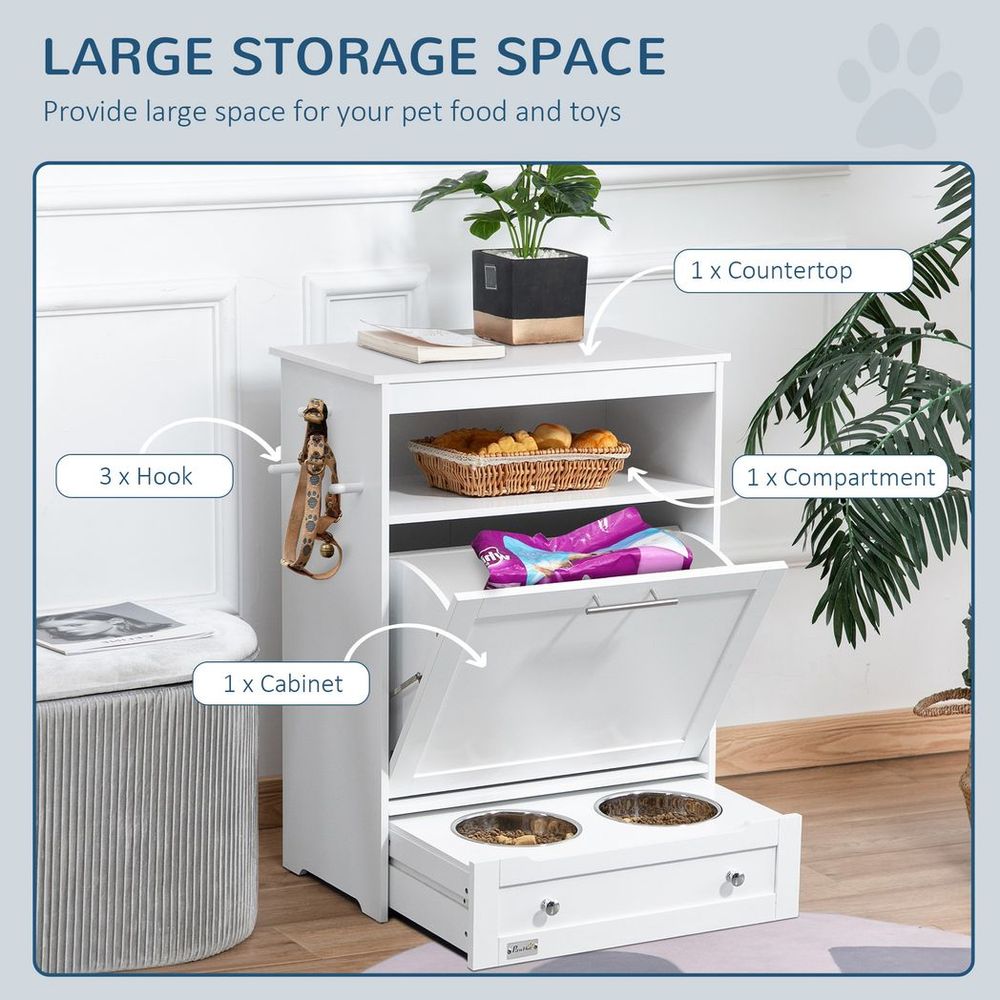 Pet Feeder Station Dog and Cat Food Storage Feeding Station Food Cabinet