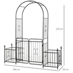 Metal Garden Arbor Arch Gate w/ 2 Side Planter Boxes & Vine Frame