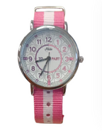Girls Time Teacher Watch - Analogue Nylon Strap, Bold Numbers, Quartz Movement - 1-Year