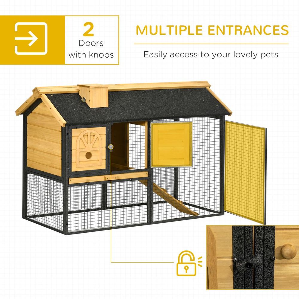 Rabbit Hutch Outdoor Bunny Cage w/ Run, Removable Tray 120 x 55.5 x 80cm