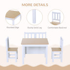 4-Piece Kids Wood Table Set w/ Storage