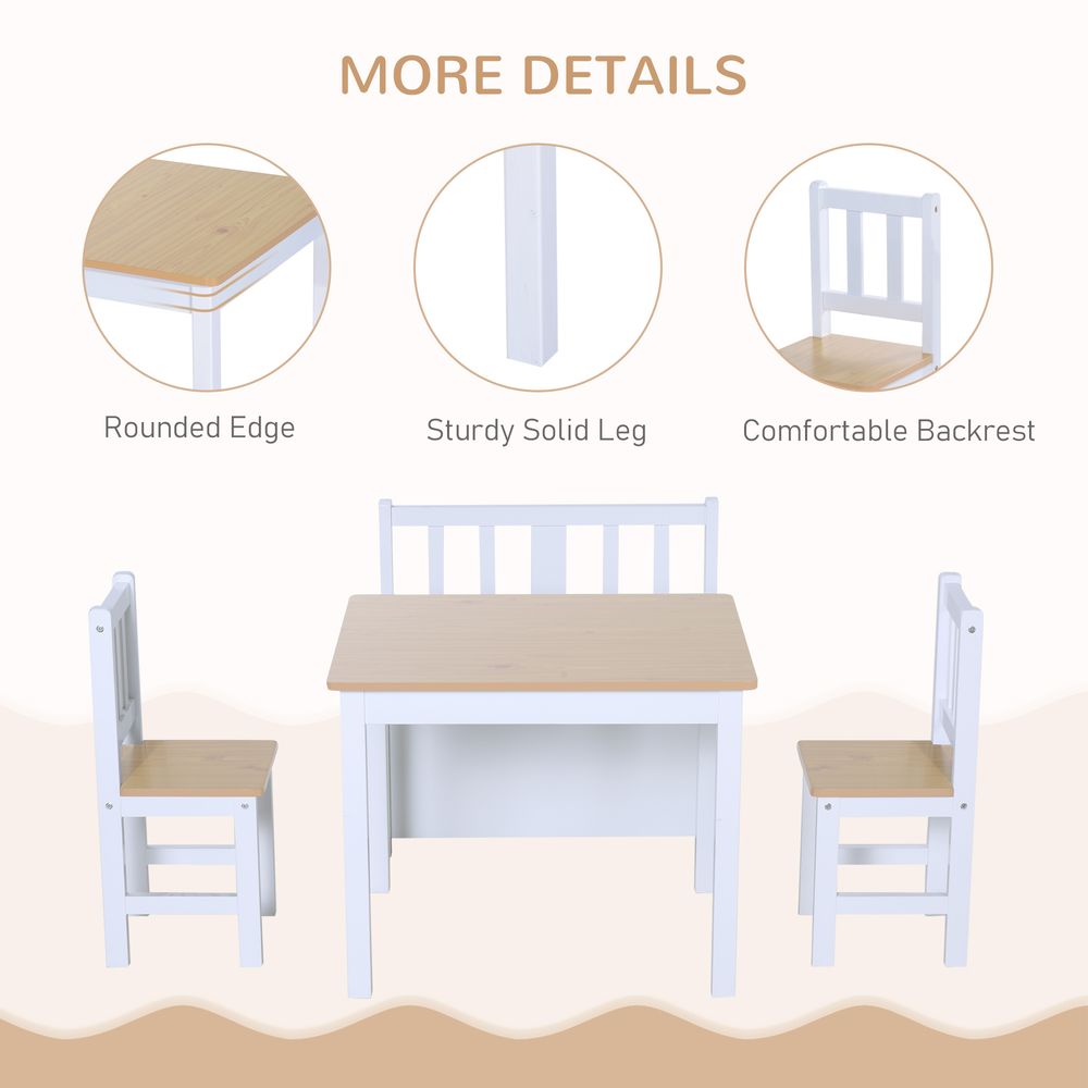 4-Piece Kids Wood Table Set w/ Storage