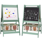 Kids Easel with Paper Roll, 3 in 1 Art Easel for Children, with Blackboard, Whiteboard, Storage Baskets, Green