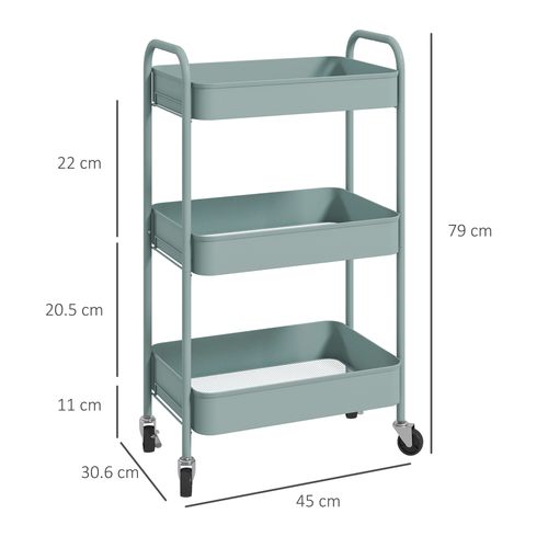 3 Tier Rolling Utility Cart with 3 Mesh Basket