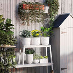 Set of 3 Round Plant Pots Outdoor 22cm for Garden, White