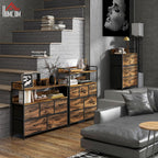Bedroom Chest of Drawers 7 Drawer Dresser w/ Shelves, Rustic Brown Rustic Brown