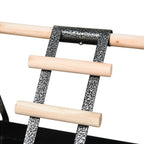 Portable Bird Stand Resting Stainless Steel Base Perch Ladder Bowls