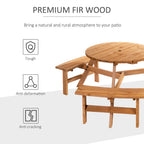Round Table W/3 Attached Benches-Fir Wood