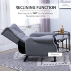 Luxury Recliner Armchair - Fabric Reclining Chair w/ Footrest - Light Grey - Free Shipping