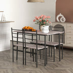 5 Piece Dining Table and Chairs Set, Space Saving Table and 4 Chairs with Matching Detail