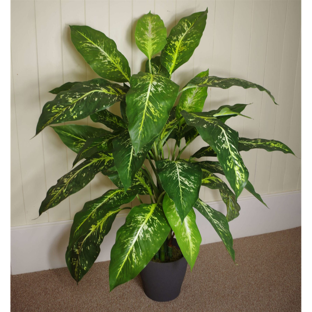 Lifelike 100cm Large Fox's Aglaonema Tree with Metal Planter - Artificial Plant