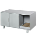 Stylish Grey Cat Box Furniture w/ Scratch, Magnetic Doors - Multipurpose Kitty Enclosure, Easy to Clean - !