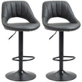 PU Leather Bar Stool Set of 2 - Adjustable Swivel with Footrest