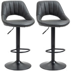 PU Leather Bar Stool Set of 2 - Adjustable Swivel with Footrest