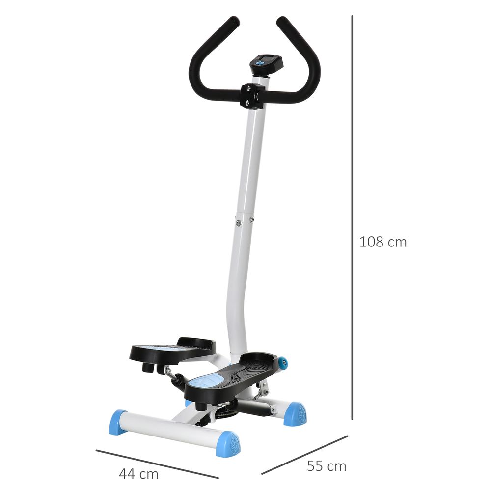 Twister Stepper, Step Machine, Aerobic Exercise Workout Machine w/Adjustable Resistance, LCD Screen and Handlebars - Blue