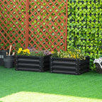 Set of 2 Galvanised Raised Garden Bed Boxes - Easy Setup - Grey