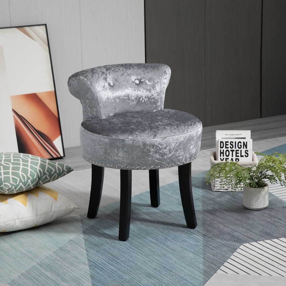 Elegant Grey Dressing Table Stool - Comfortable Seating