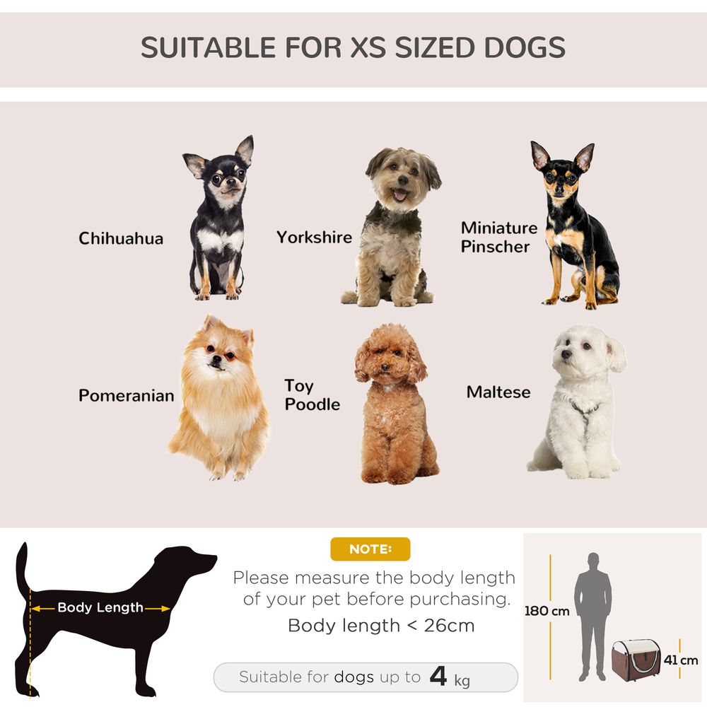 Folding Fabric Soft Pet Crate Dog Cat Travel Carrier Cage Kennel House Brown 46L x 36W x 41H cm