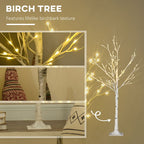 4ft Artificial White Birch Tree Light 72 Warm White Pre-Lit LED Light