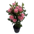 60cm Rose Bush Pink Silk Flowers and Leaves