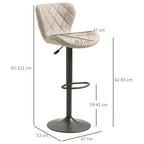 Steel Diamond Pattern Chairs with Backrest & Footrest, Set of 2, PU Khaki