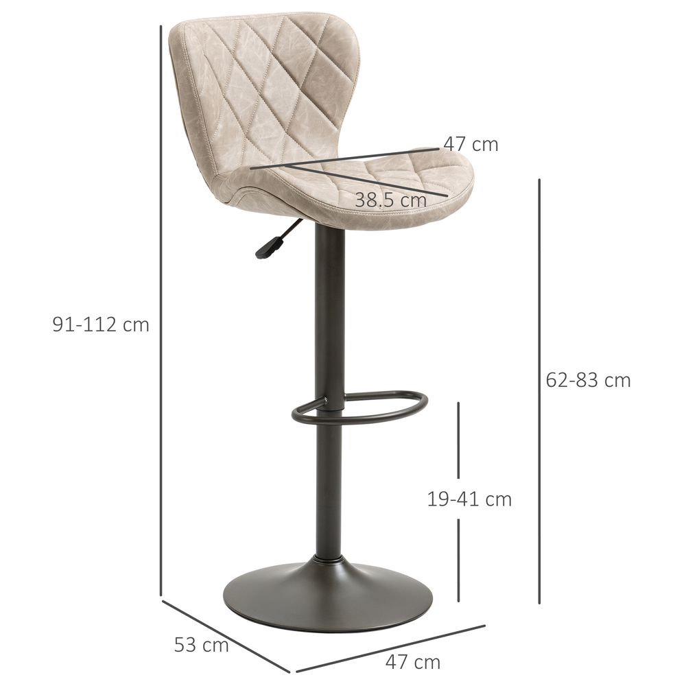 Steel Diamond Pattern Chairs with Backrest & Footrest, Set of 2, PU Khaki