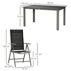 7pc Outdoor Dining Set - Folding Chairs, Aluminum Table - Patio Furniture