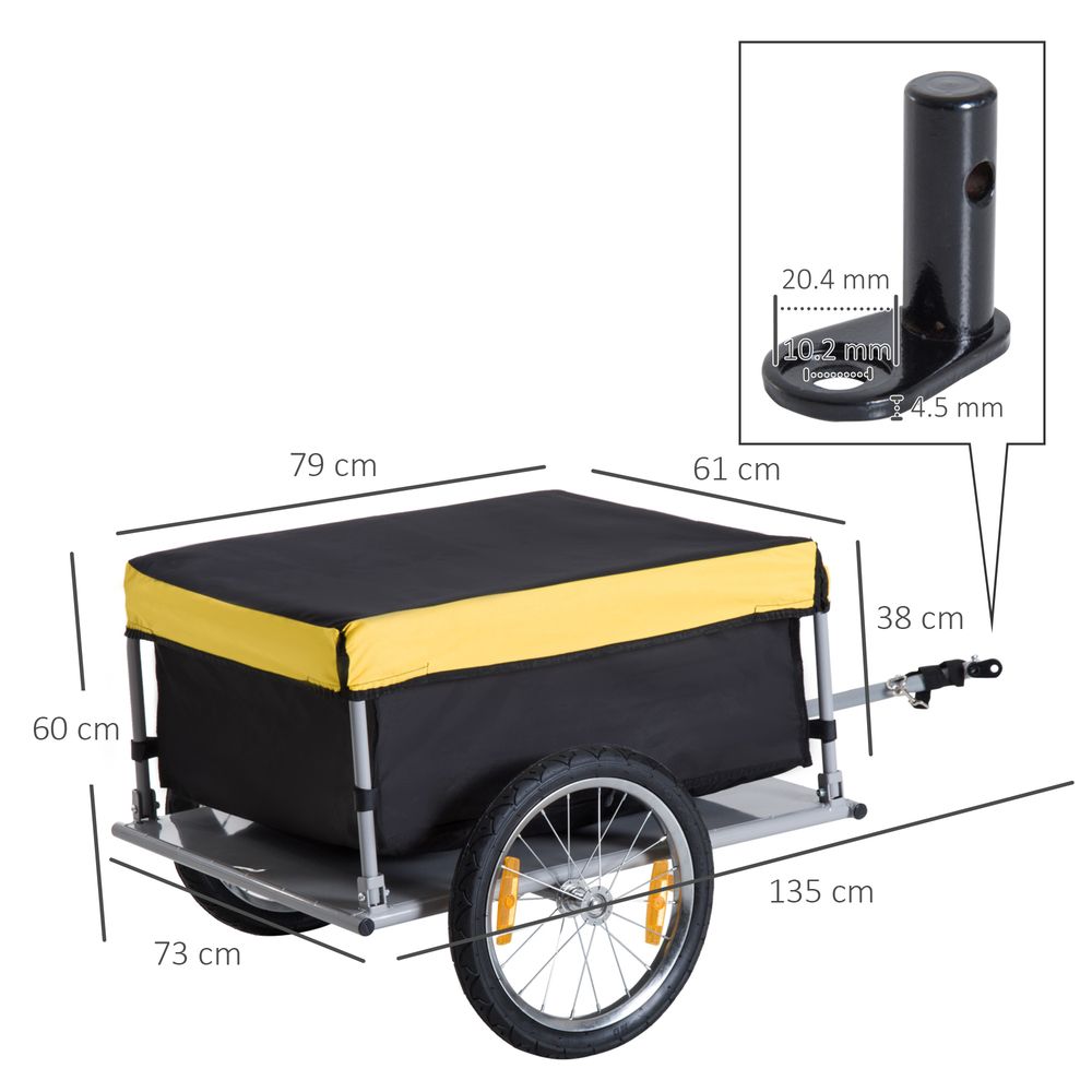 Steel Bike Cargo Trailer - Secure Storage Cart, Bright Yellow Design