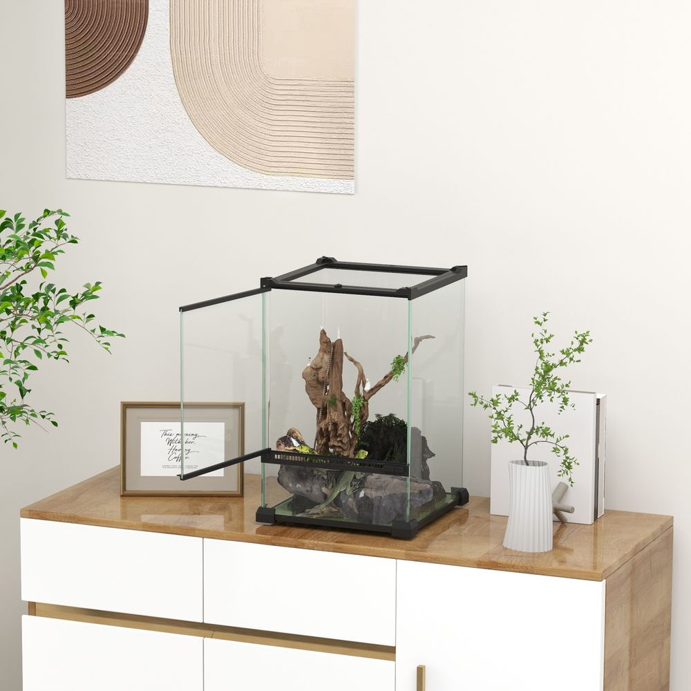 Glass Reptile Terrarium, 40L Vivarium for Lizards Frogs Snakes Turtles