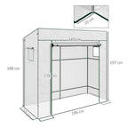 Walk-in Garden Green House Large Roll-up Door and 2 Mesh Windows White