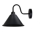 Black Vintage Wall Light Fixture Black Wall Sconce E27 Base Socket Wall Mounted Swan Neck Cone Shape Shade