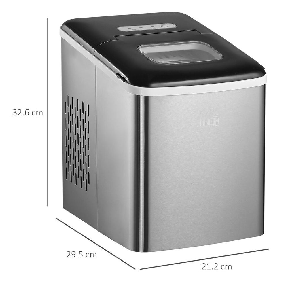Portable Ice Maker - 12kg Capacity - Self-Cleaning - Home Ice Machine - Black