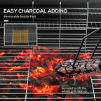 Barrel Charcoal Barbecue BBQ Grill Trolley W/ Ash Catcher Thermometer