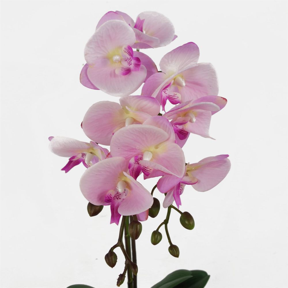 Realistic 50cm Pink Silver Phalaenopsis Orchid - Artificial Floral Decor