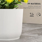 Set of 2 Round Plant Pots Outdoor 22cm for Garden, White