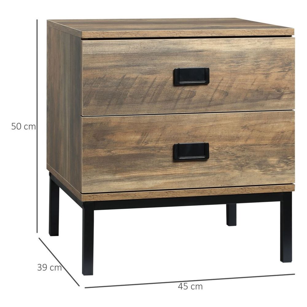 Metal Frame End Table with Storage Drawers - Bedroom & Living Room Furniture