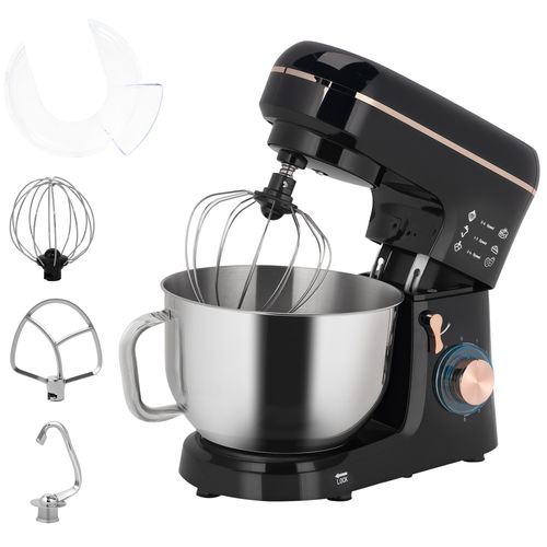 Electric Stand Mixer, 5L Food Mixer with Dough Hook, Whisk, Black