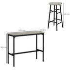 3 Piece Bar Set, Industrial Kitchen and Chair Set for Small Space, Grey