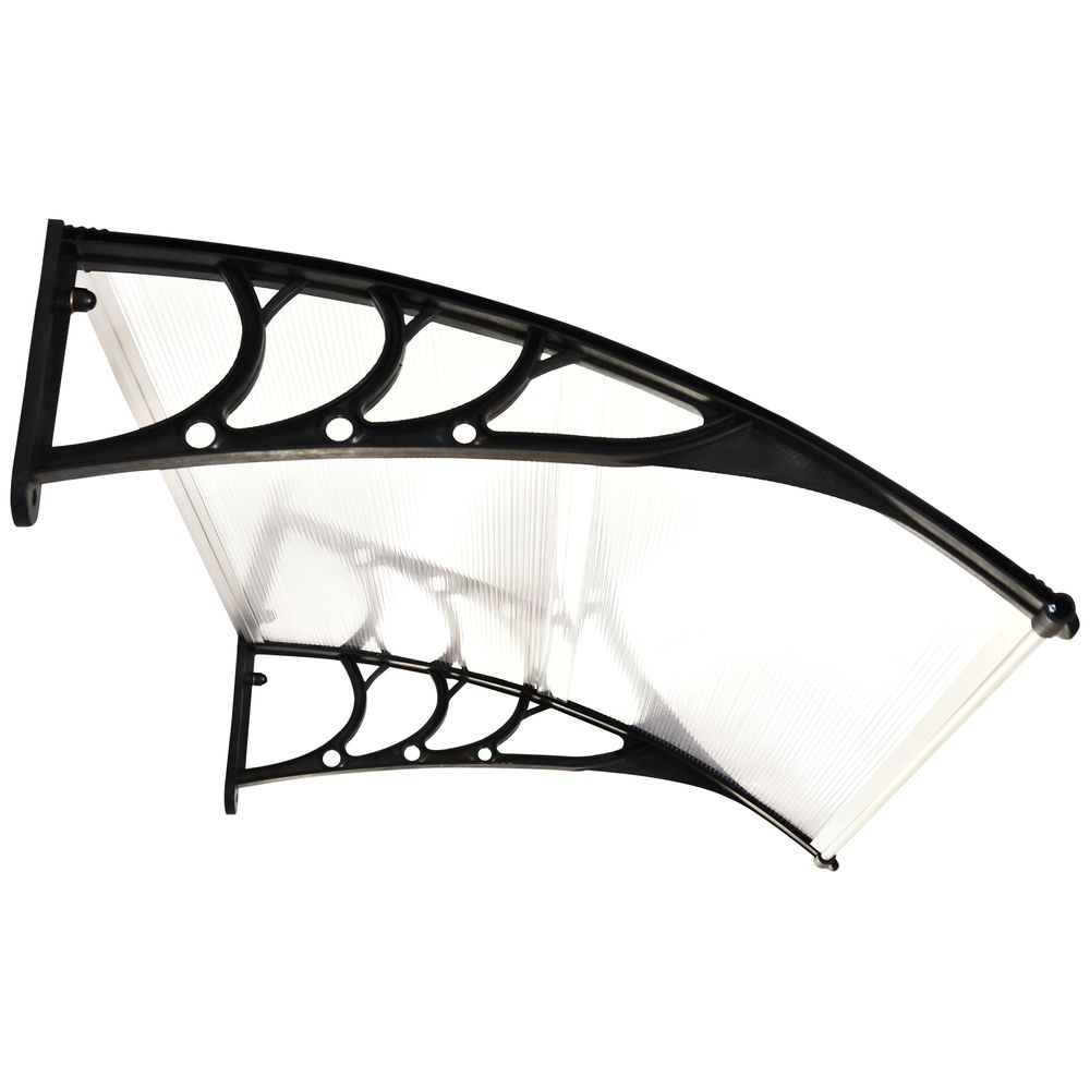 Clear Polycarbonate Curved Awning - 75x120x23 cm - UV Resistant