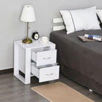 Modern 2-Drawer White Bedside Table - Particle Board, Luxe Design
