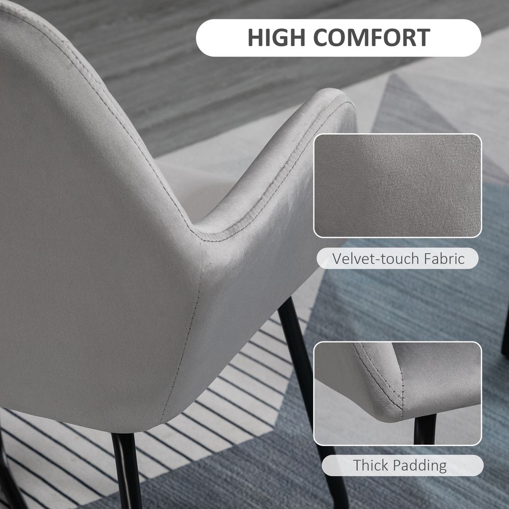 Comfort Grey Velvet Accent Chair: Modern Design, Metal Base, Upholstered Lounge Armchair - Shop Now!