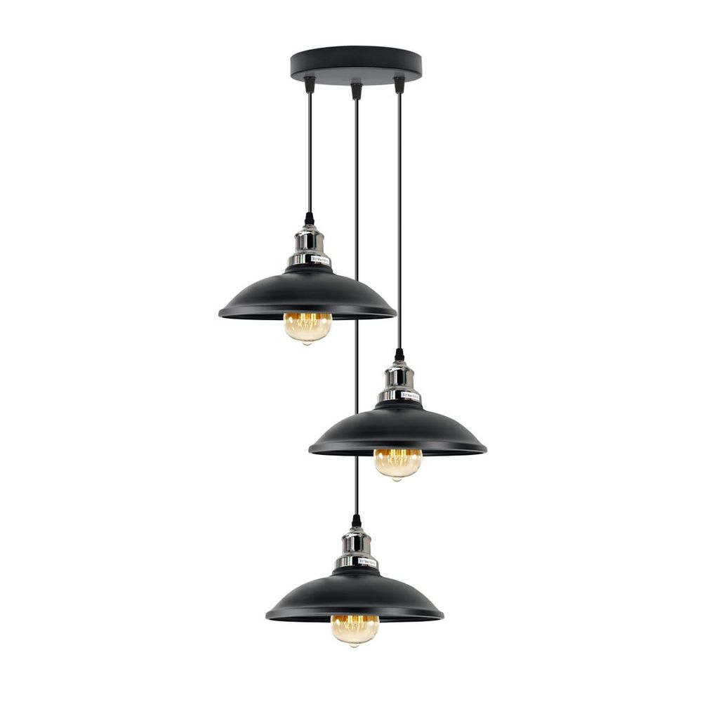 3 Head Vintage Industrial E27 Ceiling Hanging Light Shade Metal Pendant Lamp