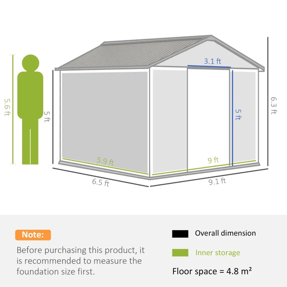 Garden Shed Storage Unit withLocking Door Floor Foundation Vent Brown